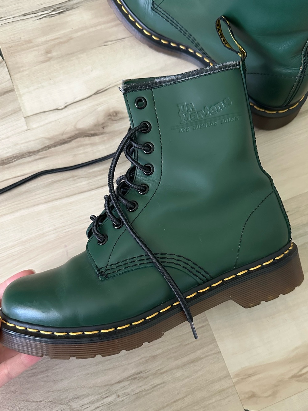 Dr. Martens green leather 1460 lace up boot